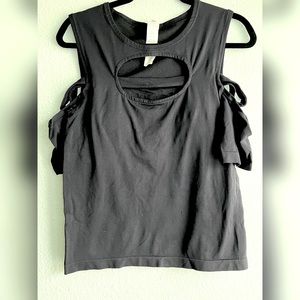 Fabletics Cold Shoulder Black Top. Size M